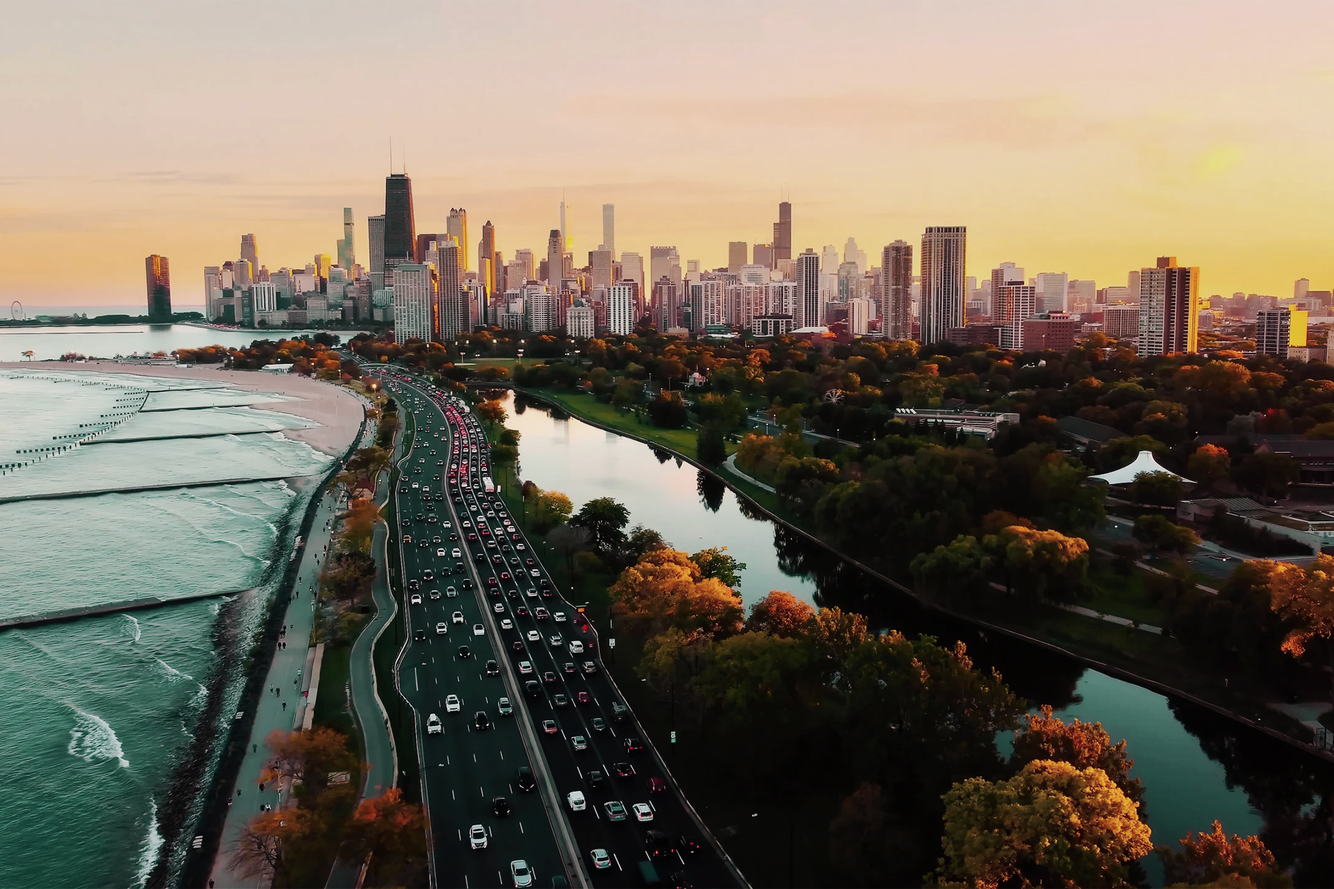 Chicago lakefront Lake Shore Drive aerial - SeeDigs