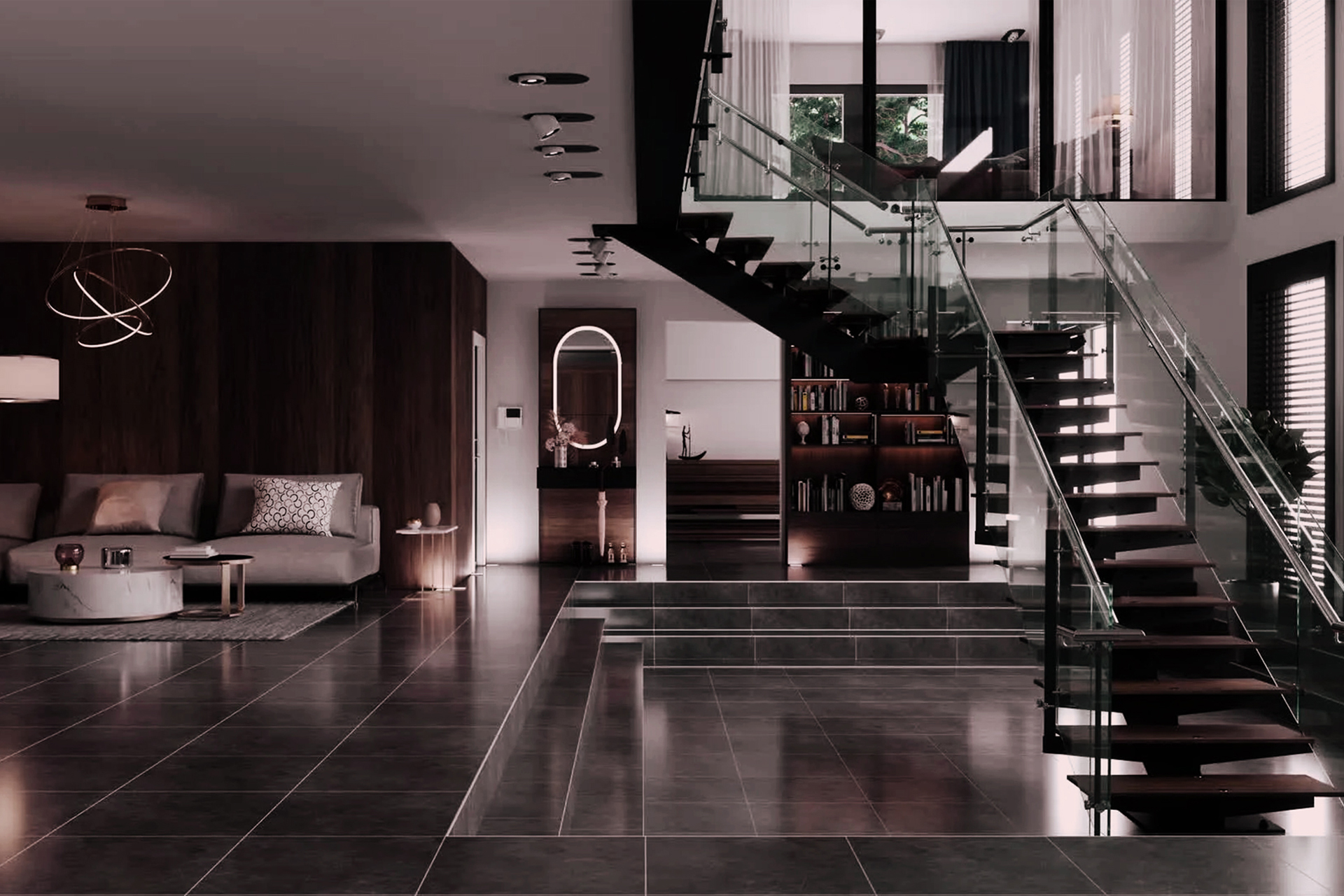 Modern Chicago home interior glass staircase - SeeDigs