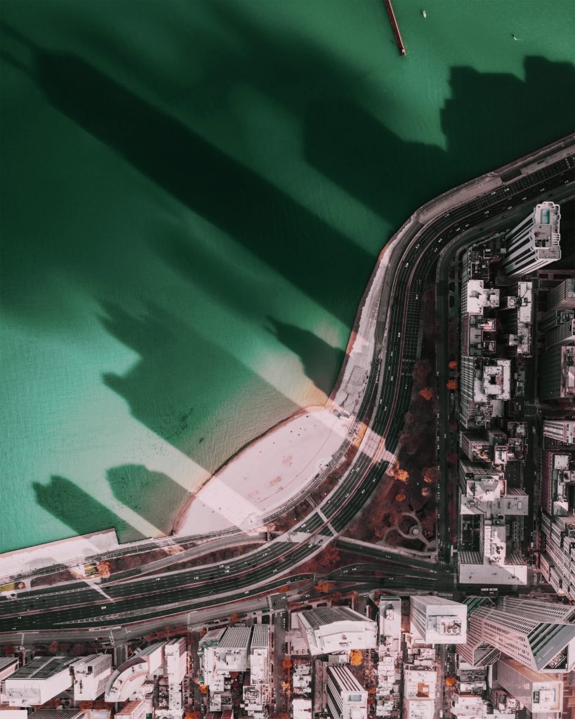 Aerial view of Lake Shore Drive Chicago