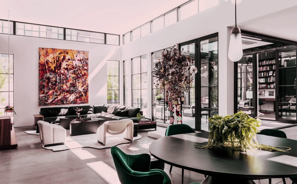 Luxury penthouse apartment interior with artwork Chicago